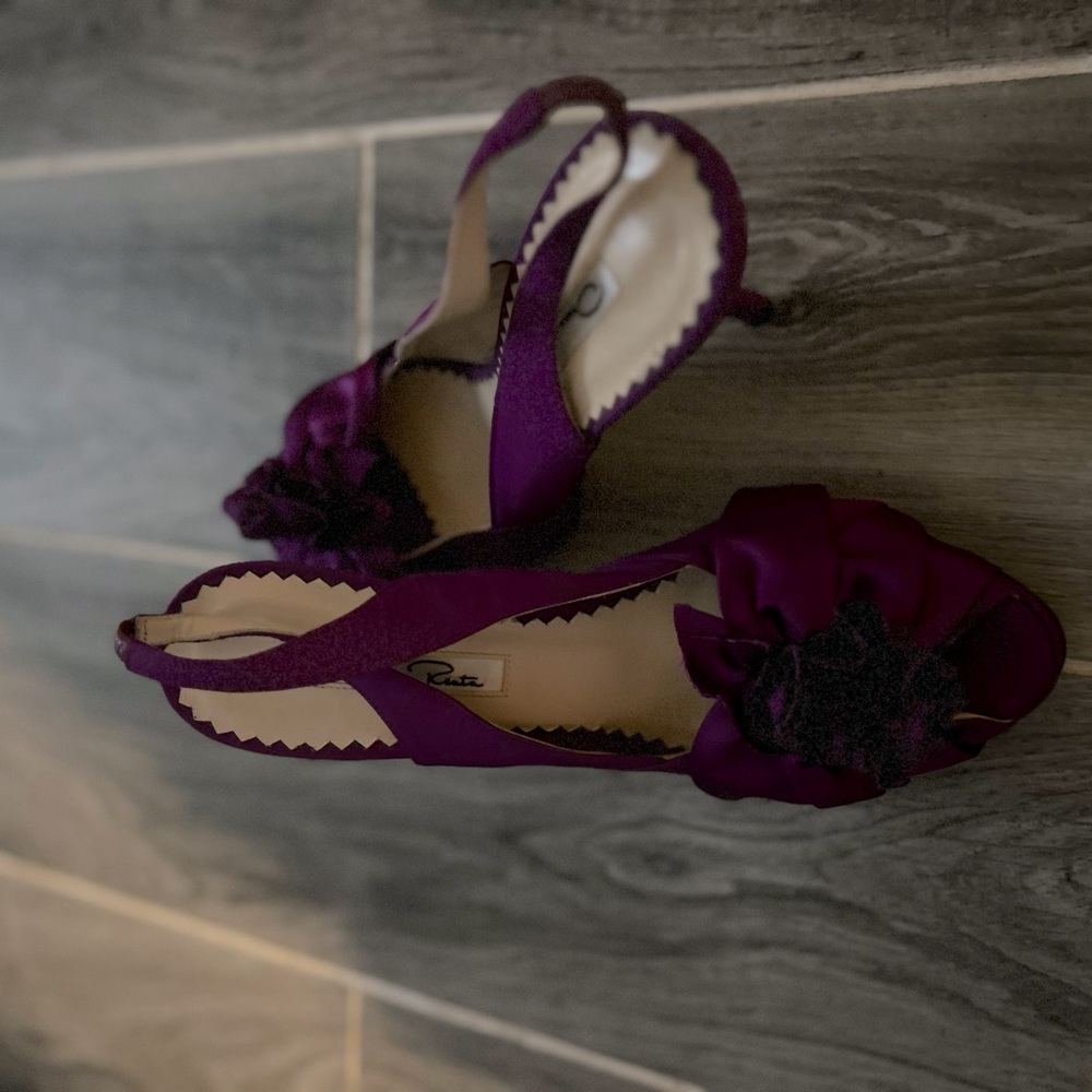 Purple open toe heel